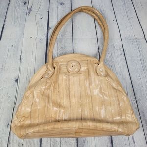 VINTAGE | eel skin leather lined hinge fishmouth open shoulder bag purse